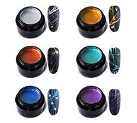 Reinscer Set di gel per per unghie, di disegno, in seta artificiale, 6 pezzi, di pittura, lacrime, trafilatura, , design di lunga durata, gel per unghie UV
