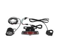Reinscer Set di Luci Anteriori e Posteriori per Bici, Ingresso 36 V, 48 V, 52 V, 60 V, con Interruttore di Rotazione Clacson DK336, Luce per Bici Elettrica