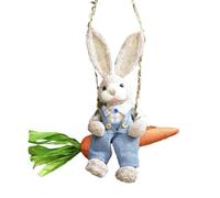 Reinscer Statuetta di Coniglietto di Paglia di Pasqua, Coniglio di Paglia su Altalena di Carota, Statua di Coniglietto Ornamento da Appendere per Decorazioni per la Casa per le Vacanze di Pasqua Durev