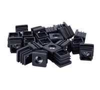 Reinscer Tappi terminali per tubi quadrati, filettatura M8, 20 x 20 mm, 20 pezzi, colore nero