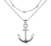 REIOT Collana Ancoraggio Donna Catena a Doppio Strato in Argento Sterling 925, Regalo di Compleanno per la Festa della Mamma per Sua Mamma Moglie Fidanzata, Regolabile 45 + 5 cm