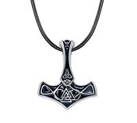 REIOT Collana martello di Thor vichingo Collana Mjölnir da uomo in pelle intrecciata Gioielli con ciondolo amuleto mitologia norrena