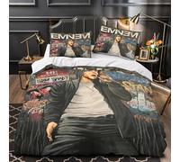 REIPOL Eminem 2 Pezzi 3D Stampa Digitale Stella Musica Set Copripiumino Copripiumino E Federe Con Cerniera Set Di Biancheria Da Letto Microfibra Morbido Per Bambini Single（140x200cm）