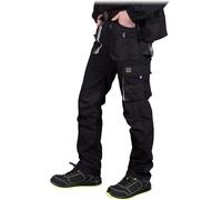REIS FORECO-T BJS56 Pantaloni da Lavoro per Uomo, Protettivi, Antitaglio, Cargo, 80% Poliestere 20% Cotone, Nero Grigio Chiaro, Taglia 56
