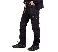 REIS FORECO-T BY62 Pantaloni da Lavoro per Uomo, Protettivi, Antitaglio, Cargo, 80% Poliestere 20% Cotone, Nero-giallo, Taglia 62