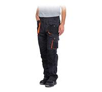 REIS FORECO-T SBP62 Pantaloni da Lavoro per Uomo, Protettivi, Antitaglio, Cargo, 80% Poliestere 20% Cotone, Acciaio-Nero-Arancione, Taglia 62