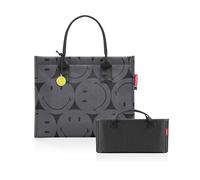 reisenthel Bundle Daily Shopper + Organizer - Borsa funzionale con combinazione organizer: basta con il caos della borsa, con pratici scomparti e maniglie per il trasporto., Smiley grigio e nero, 42 x