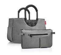 reisenthel Loopshopper M Frame Twist Silver - Borsa robusta con pratici scomparti in bottiglie in PET riciclate, shopping bag e borsetta 2 in 1