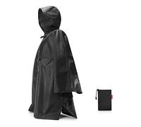 Reisenthel mini maxi poncho - Mantella Antipioggia Impermeabile Ripiegabile nella Tasca sul Petto, Cappuccio e Ampia Apertura del Collo, Taglia Unica, Nero