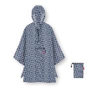 Reisenthel mini maxi poncho - Mantella Antipioggia Impermeabile Ripiegabile nella Tasca sul Petto, Cappuccio e Ampia Apertura del Collo, Taglia Unica, Fantasia Signature Navy