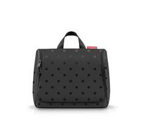 reisenthel toiletbag XL pratico beauty case con gancio, materiale impermeabile, Glossy Dots Black, 28 cm
