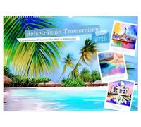 Reiseträume Traumreisen. Die schönsten Reiseziele der Welt in Watercolor (Wandkalender 2026 DIN A2 quer), CALVENDO Monatskalender: Sehnsuchts-Reiseziele auf der Welt zum Dahinträumen