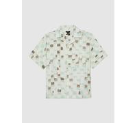 Reiss Camicia Reiss Vespucci con stampa a pennellate e colletto cubano medium Bianco