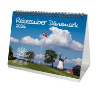 Reiszauber Danimarca Calendario da tavolo DIN A5 per il 2026 Copenaghen Viaggio Paese - Contenuto: 1 calendario, 1 ciondolo natalizio 1 ciondolo di auguri (3 pezzi totali)
