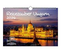 Reiszauber Ungheria Calendario DIN A4 per il 2026 Budapest Viaggi Vacanze - Contenuto del set: 1 calendario, 1 ciondolo di Natale, 1 ciondolo di auguri (3 pezzi totali)