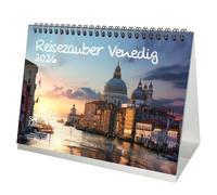 Reiszauber Venezia DIN A5 Calendario da tavolo per vacanze 2026 Mediterraneo Italia - Set regalo Contenuto: 1 calendario, 1 ciondolo natalizio (totale 2 pezzi)