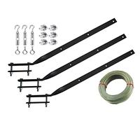 REITANO GROUP Stendibiancheria ringhiera Balcone in Ferro Rigido 3 Pezzi staffe Kit 20 Mt di Filo per stendere, Morsetti e tenditori, Nero, Taglia unica