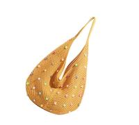 REITINGE Borsa a tracolla da donna all'uncinetto con perline colorate, borsa da mare bella borsa da spiaggia alla moda per viaggi, Giallo, 40x50x2cm
