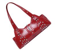 REITINGE Borsa da moto a forma di raviolo con rivetti, borsa a tracolla in pelle PU per ascelle per spostamenti quotidiani e festival