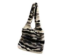 REITINGE Borsa shopper in peluche 2025 Borsa a mano Borsa per la spesa di grande capacità Borsa a tracolla versatile Borse per libri per le donne, Nero , Reference image information