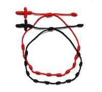 REITINGE Braccialetti, 2 x 7 nodi rossi intrecciati braccialetto Kabbalah braccialetto intrecciato gioielli decorazione per buona fortuna ricchezza e, As shown, Cotone