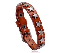 REITINGE Braccialetti, braccialetto vintage in pelle a forma di stella, regolabile, con borchie, gotico, alla moda, punk, gioielli di compleanno, As shown, Pelle