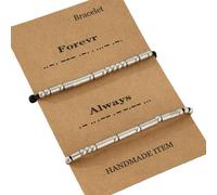 REITINGE Braccialetti, confezione da 2 braccialetti intrecciati Morse Code, braccialetti intrecciati con struttura in acciaio inox, adatti per coppie presenti, As shown, Materiali misti