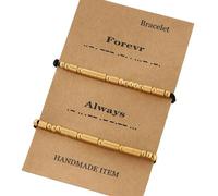 REITINGE Braccialetti, confezione da 2 braccialetti intrecciati Morse Code, braccialetti intrecciati con struttura in acciaio inox, adatti per coppie presenti, As shown, Materiali misti