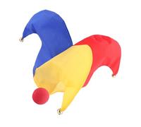 REITINGE Mardis Gras Costume da giullare cappello da giullare e naso rosso pagliacci divertenti per Halloween per cosplay, carnevale, mascherate, Halloween, cosplay