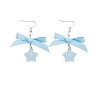 REITINGE Orecchini, 1 paio di orecchini pendenti a forma di fiocco con stella e nastro, gioielli per piercing all'orecchio, gioielli da donna, regalo per donna, About 5.5CM long, Nastro + acrilico