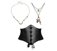 REITINGE Set di accessori per costume da pirata medievale corsetto stella girocollo collana catene in vita fascia Halloween pirata regine abiti cosplay costume di Halloween
