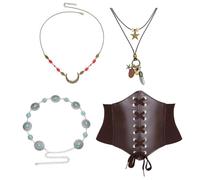 REITINGE Set di accessori per costume da pirata medievale corsetto stella girocollo collana catene in vita fascia Halloween pirata regine abiti cosplay costume di Halloween