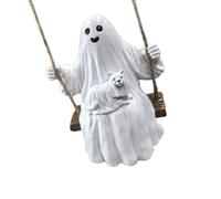 REITINGE Spettro unico in resina su altalena figurina incantevole spettatori altalena in resina accessorio di Halloween per un ambiente ossessionante