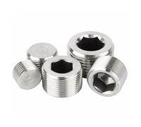 REIUAFWYGV 1pc 2" BSPT Male 304 Stainless Steel Pipe Countersunk End Hex Socket