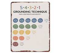 REIUAFWYGV 54321 Grounding Method Retro Look Tin Sign Stress Management Visual Aid Wall-Art For Clinic Office 8 X 12 inch