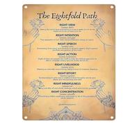 REIUAFWYGV Buddha Eightfold Path Vintage Metal Tin Decor 8x12 Inch | Retro style spiritual chart adds character to home bar pub cafe office wall