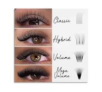 REIUAFWYGV Eyelash Extension Styles Poster Classic Hybrid Volume Mega Volume Reference Guide Canvas Wall-Art for Salon Decor(Framed,08x12inch(20x30cm))