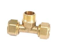 REIUAFWYGV Fit PEX-al-PEX Tube I.D x O.D 26x32mm - 3/4" BSP Male Tee Brass Fitting