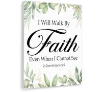 REIUAFWYGV Gwisml I Will Walk By Faith Canvas Wall-Art, 2 Corinthians 5:7 Scripture Print, Inspirational Decor for Home, Office and(Unframed,08x12inch(20x30cm))
