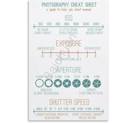 REIUAFWYGV Photography Fundamentals Poster Canvas Wall-Art Quick Reference Guide for Students Bedroom Living Room Decor(Framed,16x24inch(40x60cm))