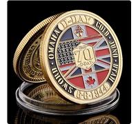 REIWAN Moneta Commemorativa della Seconda Guerra Mondiale 1944.6.6 D-Day Normandia Guerra II 70Esimo Anniversario Placcato in Oro Moneta Sfida Collezione Moneta Commemorativa