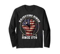 Rejecting Kings 1776 Bandiera patriottica USA vintage 4 Maglia a Manica