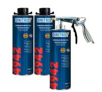 Rejel Dinitrol 4942 - Cera sottoscocca (marrone), 3 barattoli da 1 litro (con tappo a vite Schutz) e 1 pistola a spruzzo Schutz