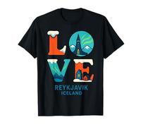 Rejkjavic Islanda Amore Northern Lights Valentines Ragazzi Ragazza Maglietta