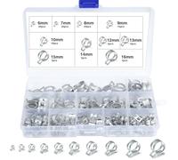 REJOECE 110 Pezzi Fascette Stringitubo a Molla, 6/7/8/9/10/12/13/14/15/16 mm Clip per Tubo Flessibile per Carburante, Morsetto a Molla, Morsetti per Tubi Flessibili per Tubo Di Vuoto(argentato)