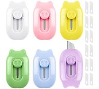 REJOECE 6 Pezzi Mini Taglierino Tascabile, Mini Coltello Multiuso Retrattile, Coltelli Multiuso Portatili, Mini taglierino a scomparsa, cutter piccolo, Coltello Taglierina per Tagliare Buste