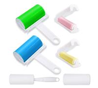 REJOECE 6 Pezzi Rullo Togli Peli Animali, Set di Rullo Spazzola Levapelucchi a Rullo Silicone con Copertura Adesivo Lavabile Riutilizzabile per Peli di Animali e Capelli Utensili Domestici