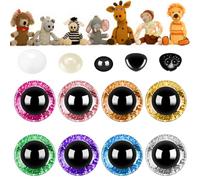 REJOECE 72 Pezzi 14mm Occhi Amigurumi Glitter, 8 Colori Occhi di Sicurezza, Occhi per Pupazzi, Occhi per Bambole, Occhi di Plastica per Animali di Peluche, Peluche e Decorazioni