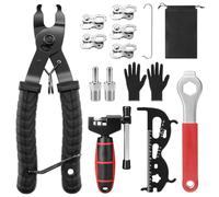 REJOECE Rivettatore per catena della bicicletta, rivetti e pinza per | Pinza per lucchetto e 5 paia di rivetti per catena della bicicletta, set di riparazione per catena da bicicletta a 6-12