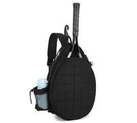Rejolly Borsa a tracolla per racchetta da tennis per donne e uomini, trapuntata, resistente all'acqua, monospalla per racchette da pickleball, racchetta da badminton, nero, S, alla moda